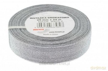Wstążka brokatowa srebrna 25mmx22m