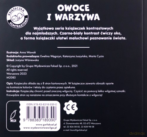 Owoce i warzywa. Pierwsza książeczka malucha. Książeczki kontrastowe [KSIĄŻKA]