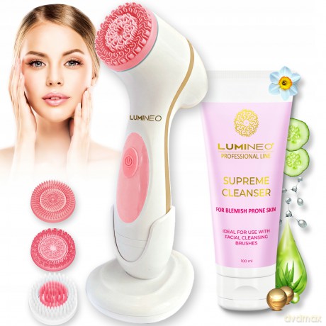 Szczoteczka do twarzy model 868 różowa + żel blemish 100 ml Lumineo