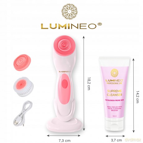 Szczoteczka do twarzy model 868 różowa + żel blemish 100 ml Lumineo