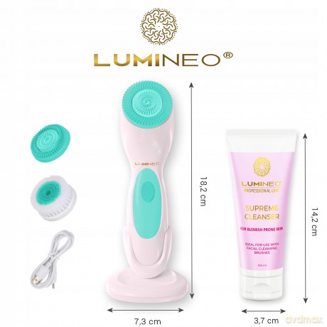 Szczoteczka do twarzy model 868 turkusowa + żel blemish 100 ml Lumineo