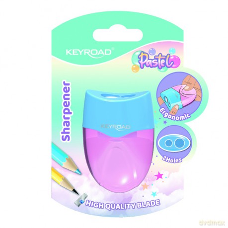 Temperówka plastikowa KEYROAD pastel podwójna z pojemnikiem