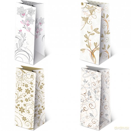 Torebki ozdobne AL1-88 Białe ornamenty 10 sztuk