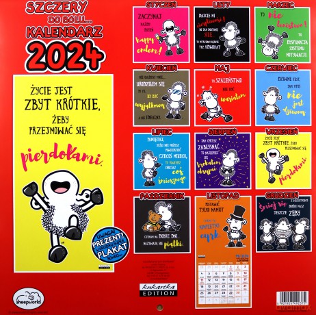 Kalendarz 2024 ścienny Classic Sheepworld szczery [KALENDARZ]