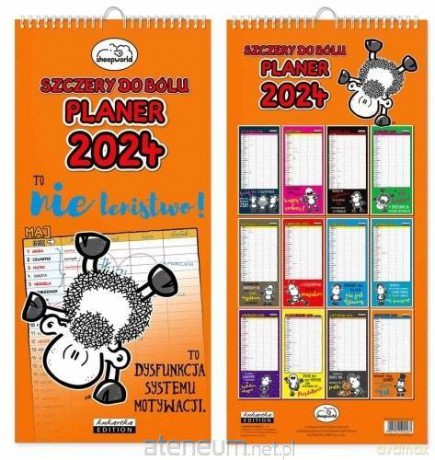 Kalendarz 2024 ścienny planer Sheepworld szczery [KALENDARZ]