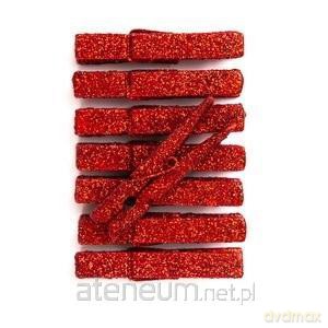 Klamerki brokatowe czerwone 4,8cm 8szt