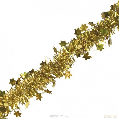 Łańcuch z gwiazdkami/ śnieżynkami złoty 200cm