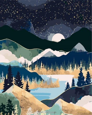 Malowanie po numerach - Złota Noc 40x50cm