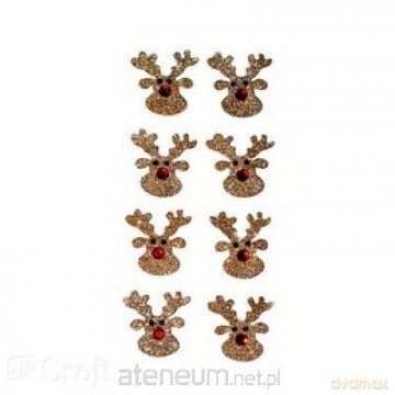 Naklejki brokatowe 3D renifery 8szt