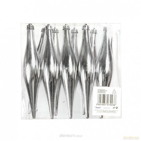 Sople w PVC srebrne 15cm 10szt
