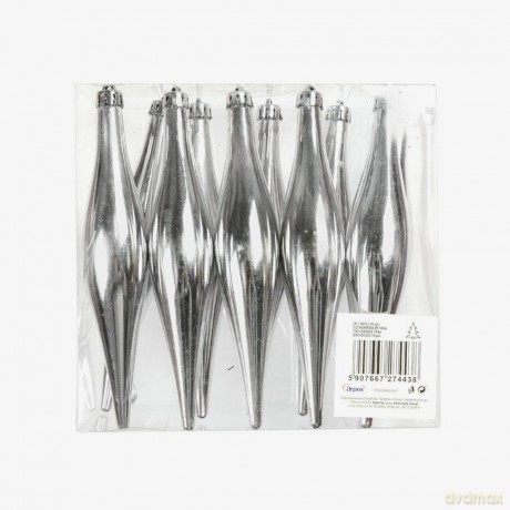 Sople w PVC srebrne 15cm 10szt