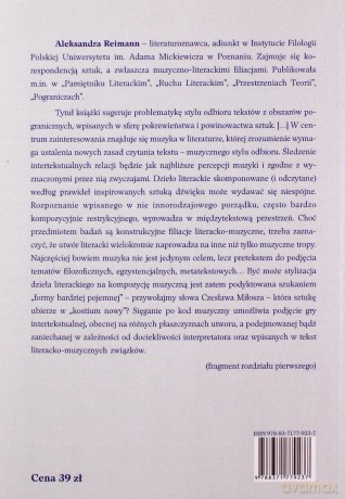 Muzyczny styl odbioru tekstów literackich - Aleksandra Reimann [KSIĄŻKA]
