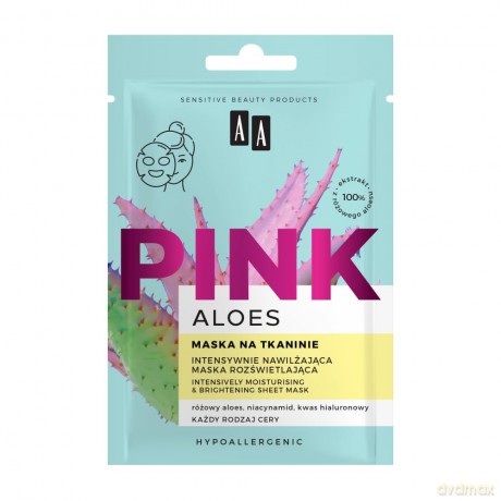 AA ALOES PINK Maska Nawilż-rozśw. w płachcie