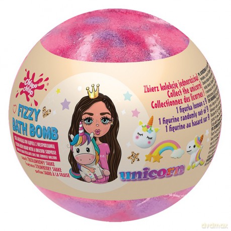 CHLAPU CHLAP Musująca Kula do kąpieli z niespodzianką Unicorn - Strawberry Shake (truskawka)