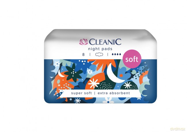 CLEANIC Podpaski higieniczne Soft - na noc- 8szt