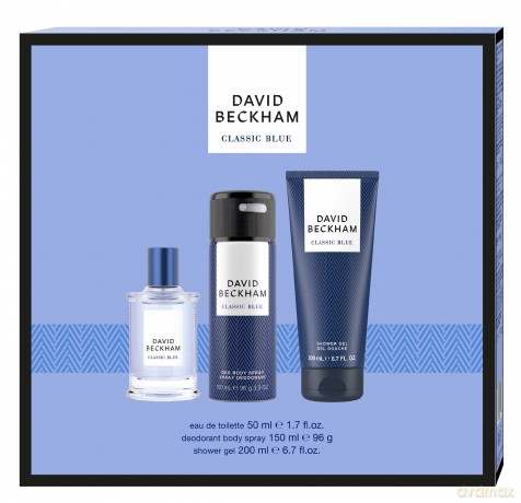 DAVID BECKHAM Zestaw prezentowy Classic Blue (Woda toaletowa 50ml+Żel pod prysznic 200ml+Dezodorant body spray 150ml)
