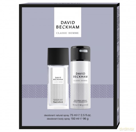 DAVID BECKHAM Zestaw prezentowy Classic Homme (Dezodorant naturalny spray 75ml+Dezodorant body spray 150ml)