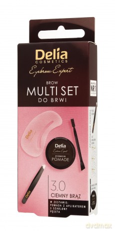 DELIA Zestaw do brwi brąz pomada+pęseta+ szablon