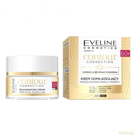 EVELINE Contour Correction 60+ Krem odmładzający - Modelowanie Owalu Twarzy na dzień i noc 50ml