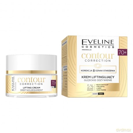 EVELINE Contour Correction 70+ Krem liftingujący - Głębokie Odżywienie na dzień i noc 50ml