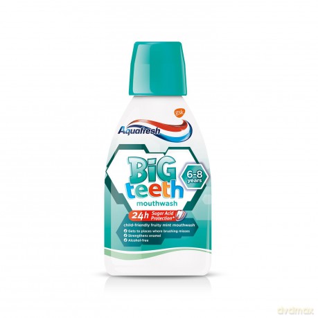 GSK AQUAFRESH Płyn dla dzieci BIG TEETH 300ml róż&