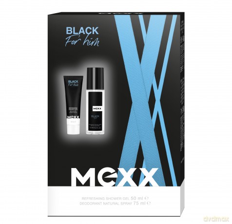 MEXX Zestaw prezentowy Black for Him (Żel pod prysznic 50ml+ Deo naturalny spray 75ml)