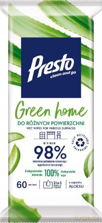 PRESTO Ściereczki czyszczące do różnych powierzchni Green Home-60szt
