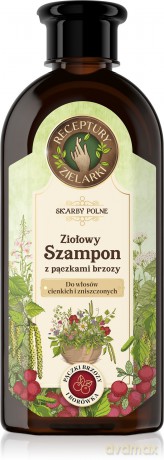 RECEPTURY ZIELARKI Skarby Polne Ziołowy Szampon z pączkami Brzozy do włosów cienkich i zniszczonych 350ml