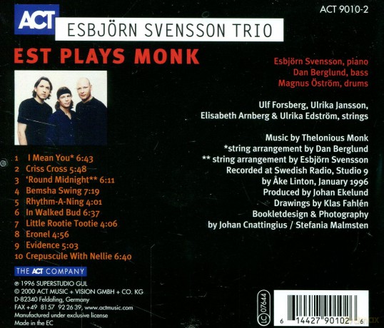 Svensson, Esbjörn Trio e.s.t.: Plays Monk [CD]
