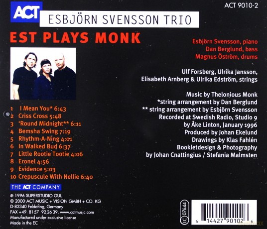 Svensson, Esbjörn Trio e.s.t.: Plays Monk [CD]