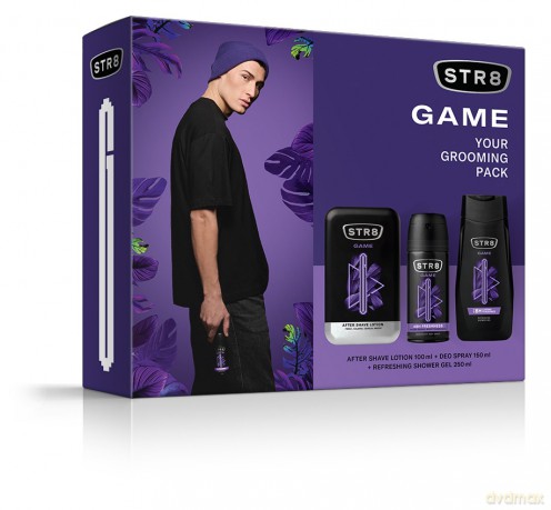 STR 8 Zestaw prezentowy Game (Woda po goleniu 100ml+Deo spray 150ml+Żel pod prysznic 250ml)