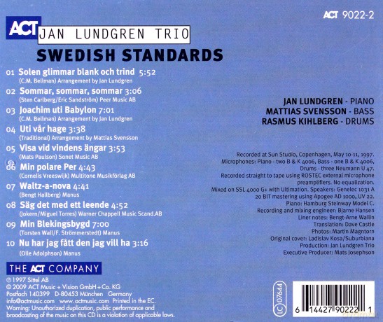 Lundgren, Jan Trio (M. Svensson, R. Kihlberg): Swedish Standards [CD]