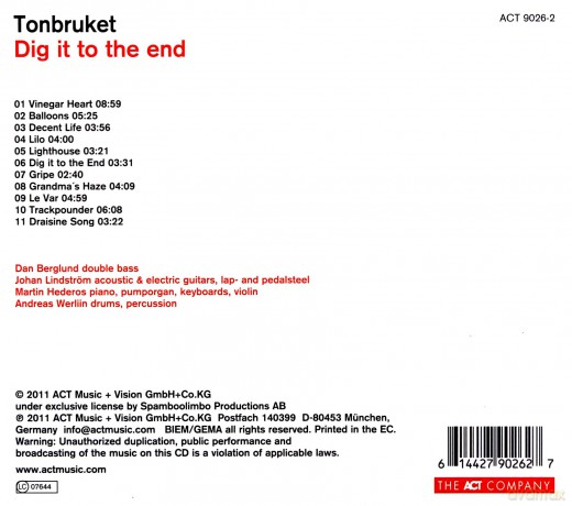 Tonbruket (D. Berglund, J. Lindstöm, M. Hederos, A. Werliin): Dig It To The End [CD]