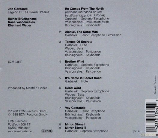 Jan Garbarek: Legend Of The 7 Dreams [CD]