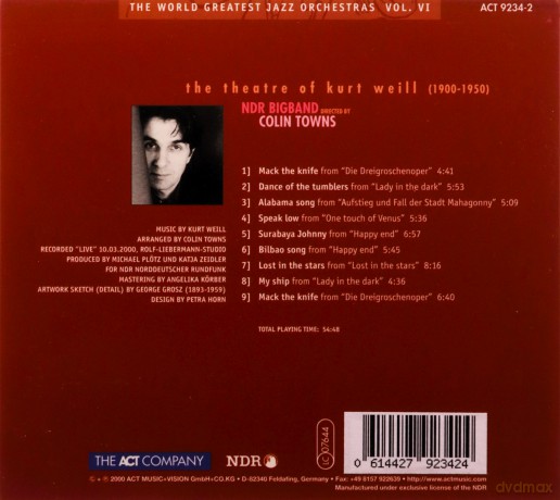 NDR Big Band directed by Colin Towns: The Theatre of Kurt Weill [CD]
