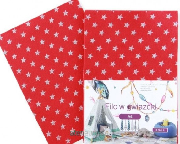 Filc A4 w gwiazdki czerwony 5szt