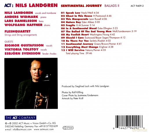 Landgren, Nils (A. Widmark, L. Danielsson, W. Haffner): Sentimental Journey (Ballads II) (digipack) [CD]