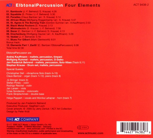 ElbtonalPercussion (A. Kauffmann, W. Rummel, J-F. Behrend, S. Krause): Four Elements [CD]