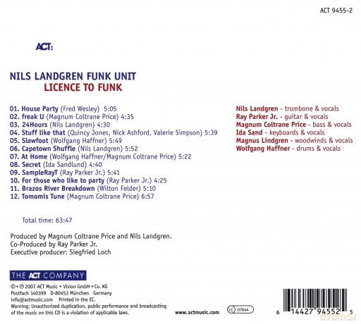 Landgren, Nils Funk Unit (R. Parker Jr., M.C. Price, I. Sand, M. Lindgren, W. Haffner): Licence To Funk [CD]