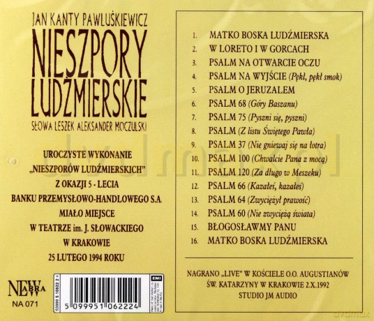 Jan Kanty Pawluśkiewicz: Nieszpory Ludzmierskie [CD]