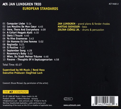 Lundgren, Jan Trio (M. Svensson, Z. Csörsz Jr.): European Standards (digipack) [CD]