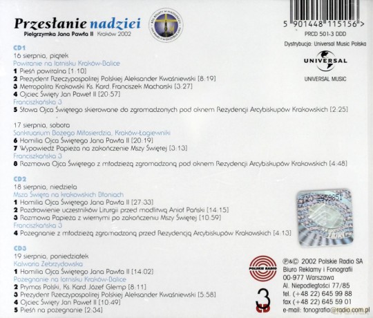 Jan Paweł II: Przesłanie Nadziei Kraków 2002 [3CD]