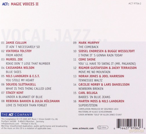 Various Artists: J. Cullum, V. Tolstoy, N. Jones, C. Wilson, N. Landgren, S. Kent, R. Bakken, M. Murphy, S. Endresen, R. Gustafsson, M. Zoe, C. Norby, S. Slettahjell, Come Shine, C. Beluga, M. Moss: Magic Voices II [CD]