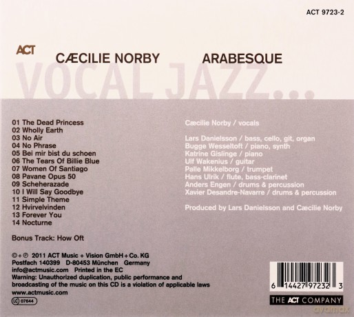 Norby, Caecilie (L. Danielsson, B. Wesseltoft, K. Gislinge, P. Mikkelborg, H. Ulrik, U. Wakenius, A. Engen, X. Desandre-Navarre): Arabesque [CD]