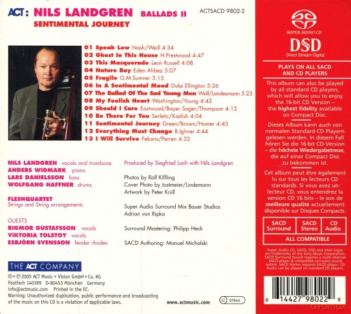 Landgren, Nils (A. Widmark, L. Danielsson, W. Haffner): Sentimental Journey (Ballads II) (SACD hybrid) (digibook) [SACD]
