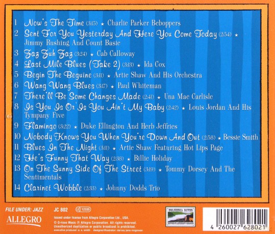 Various Artists: Jazz Cats (C. Parker, J. Rushing, C. Calloway, I. Cox, A. Shaw, P. Whiteman, L. Jordan, D. Ellington, B. Smith, B. Holiday, T. Dorsey, J. Dodds): Rainy Afternoon Jazz [CD]