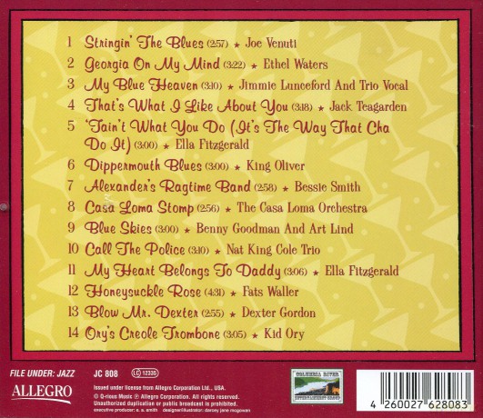 Various Artists: Jazz Cats (J. Venuti, E. Waters, J. Lunceford, J. Teagarden, E. Fitzgerald, K. Oliver, B. Smith, The Casa Loma Orchestra, B. Goodman, N. King Cole, F. Waller, D. Gordon, K. Ory): Three Martini Jazz [CD]
