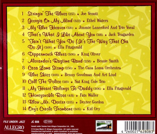 Various Artists: Jazz Cats (J. Venuti, E. Waters, J. Lunceford, J. Teagarden, E. Fitzgerald, K. Oliver, B. Smith, The Casa Loma Orchestra, B. Goodman, N. King Cole, F. Waller, D. Gordon, K. Ory): Three Martini Jazz [CD]