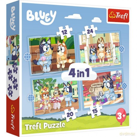 Puzzle 4w1 Bluey i świat [PUZZLE]