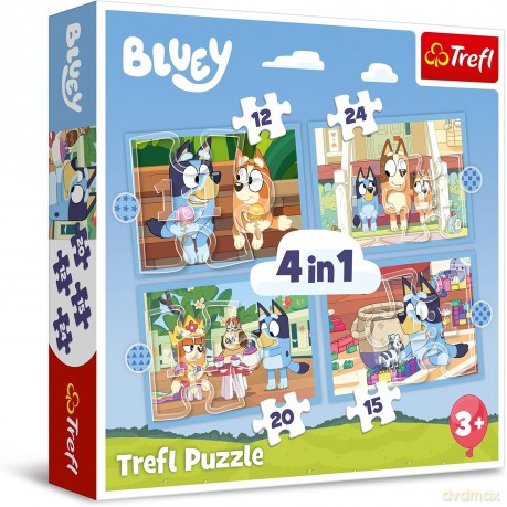 Puzzle 4w1 Bluey i świat [PUZZLE]